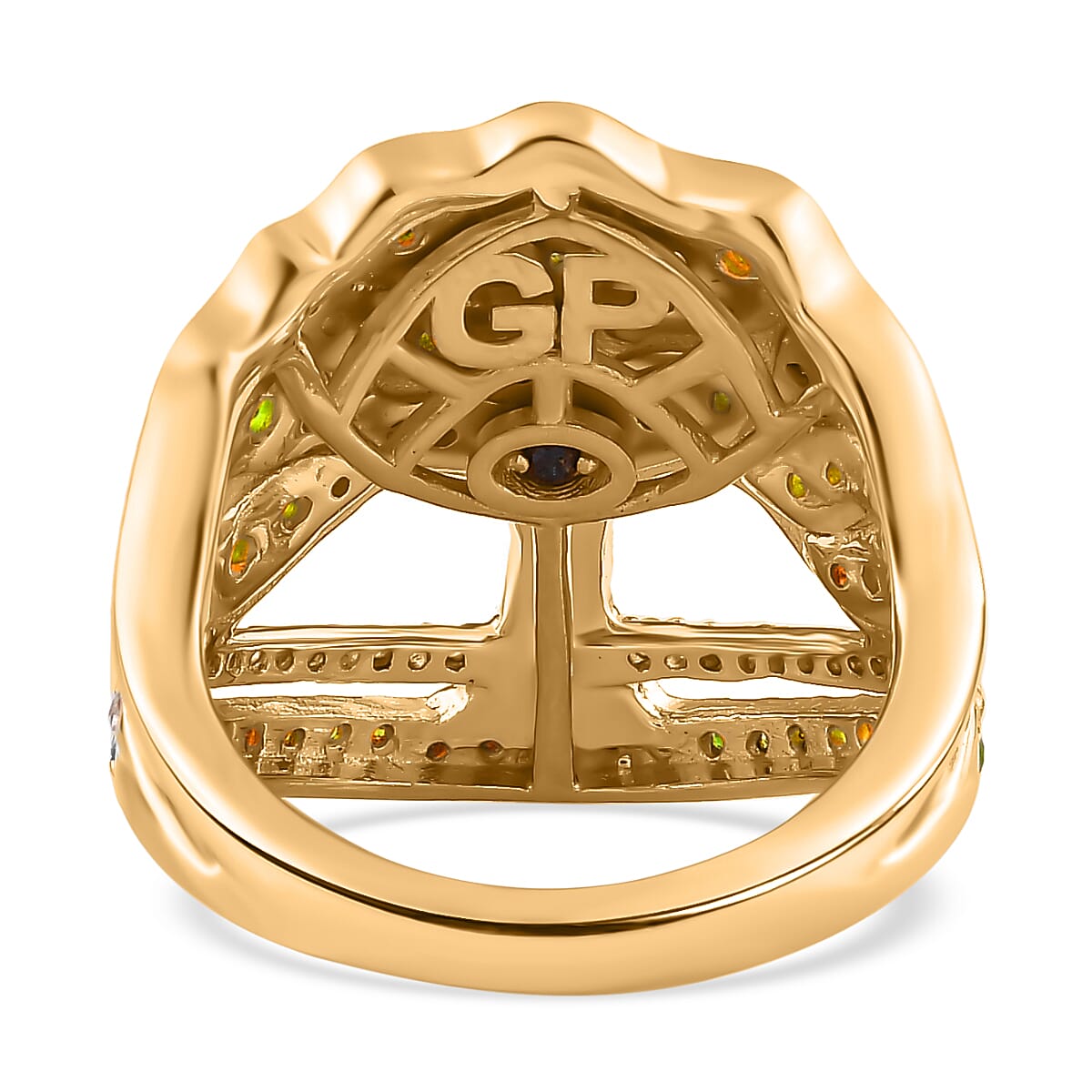 GP Italian Garden Collection - Natural Chrome Diopside &amp; Natural Zircon Ring in 18K Vermeil YG Plated Sterling Silver 1.75 Ct, Silver Wt 7.85 GM 7711890 5
