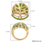 GP Italian Garden Collection - Natural Chrome Diopside & Natural Zircon Ring in 18K Vermeil YG Plated Sterling Silver 1.75 Ct, Silver Wt 7.48 GM