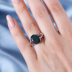 Extremely Rare Size Natural Chrome Diopside (OV12X10, 4.50 Cts) and Salamanca Fire Opal Ring in Sterling Silver 5.42 Ct