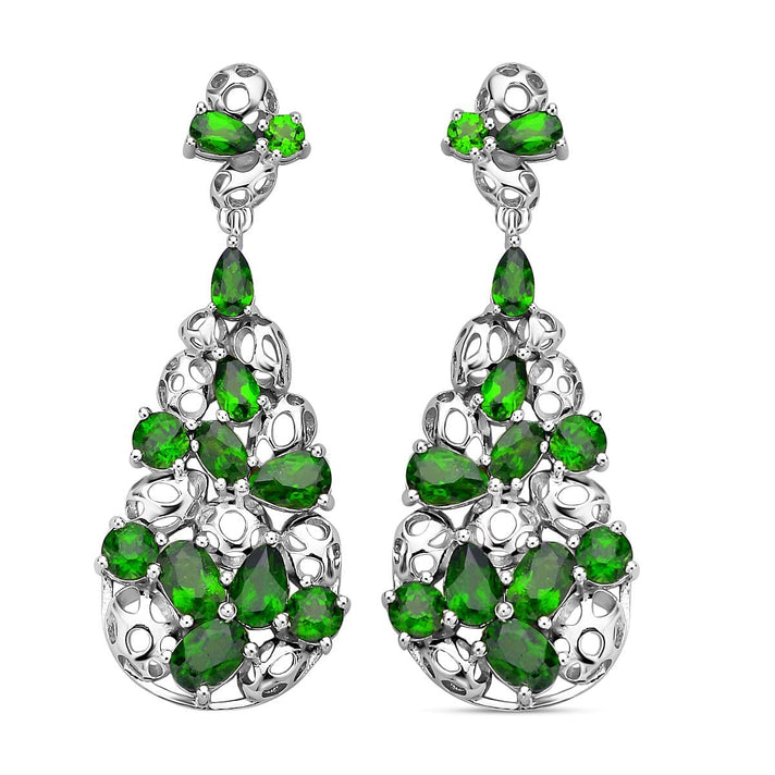 RACHEL GALLEY Natural Chrome Diopside Dangle Earrings in Rhodium Overlay Sterling Silver 9.95 Ct, Silver Wt 9.90 GM 7313279 1