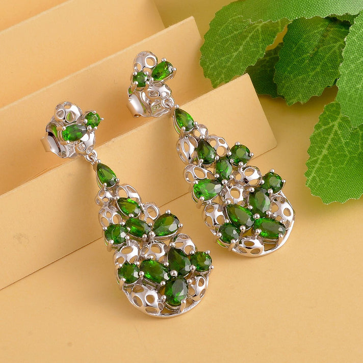 RACHEL GALLEY Natural Chrome Diopside Dangle Earrings in Rhodium Overlay Sterling Silver 9.95 Ct, Silver Wt 9.90 GM 7313279 2