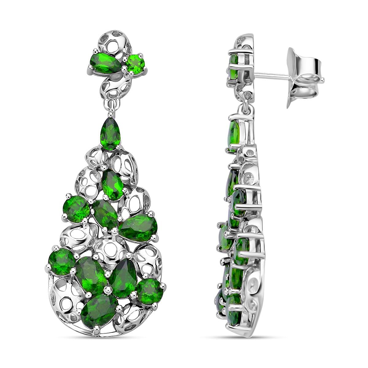 RACHEL GALLEY Natural Chrome Diopside Dangle Earrings in Rhodium Overlay Sterling Silver 9.95 Ct, Silver Wt 9.90 GM 7313279 4