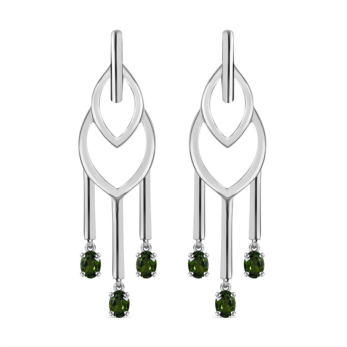Natural Chrome Diopside Earrings in Rhodium Overlay Sterling Silver 1.02 Ct 7344066 0
