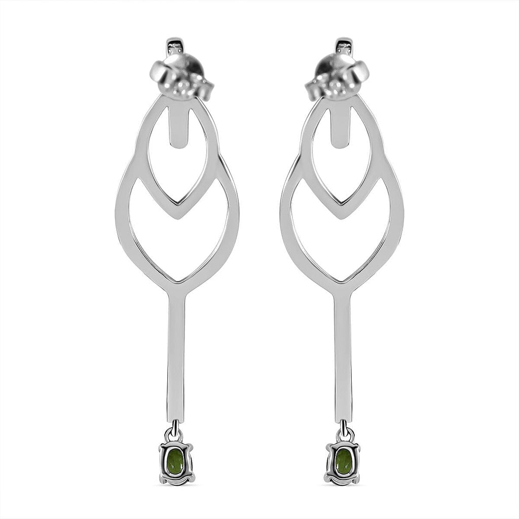 Natural Chrome Diopside Earrings in Rhodium Overlay Sterling Silver 1.02 Ct