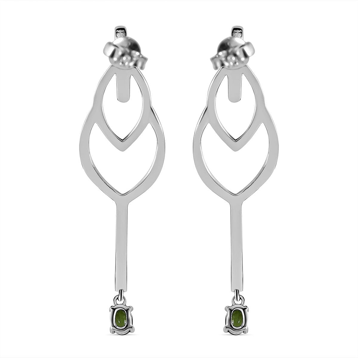 Natural Chrome Diopside Earrings in Rhodium Overlay Sterling Silver 1.02 Ct 7344066 3