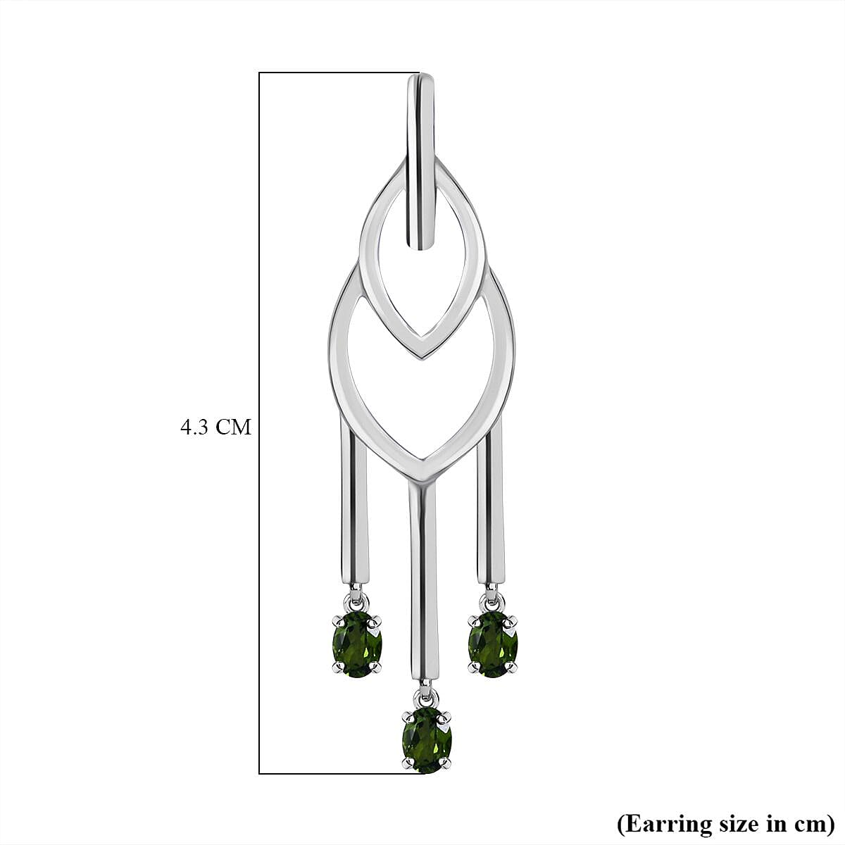 Natural Chrome Diopside Earrings in Rhodium Overlay Sterling Silver 1.02 Ct 7344066 4