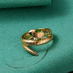 ROMA DESIGNER OUTLET CLOSEOUT - Natural Chrome Diopside Serpente Ring in Yellow Gold Plated