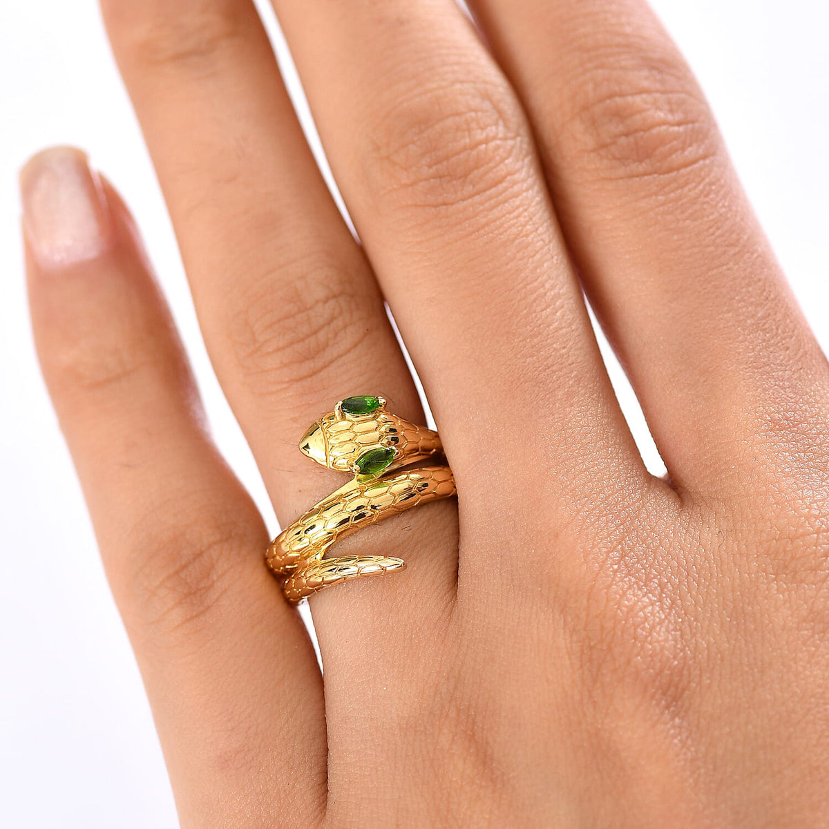 ROMA DESIGNER OUTLET CLOSEOUT - Natural Chrome Diopside Serpente Ring in Yellow Gold Plated 8177814 3