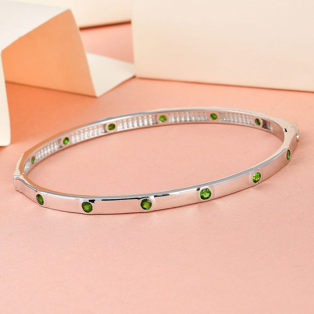 Natural Chrome Diopside Bangle in Platinum Overlay Sterling Silver  11.72 Gms 7170692 1