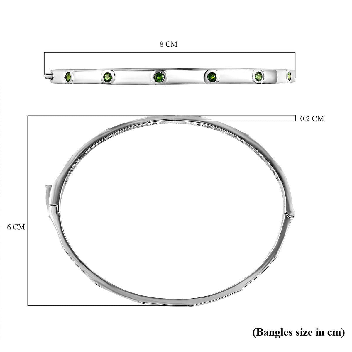 Natural Chrome Diopside Bangle in Platinum Overlay Sterling Silver  11.72 Gms 7170692 4