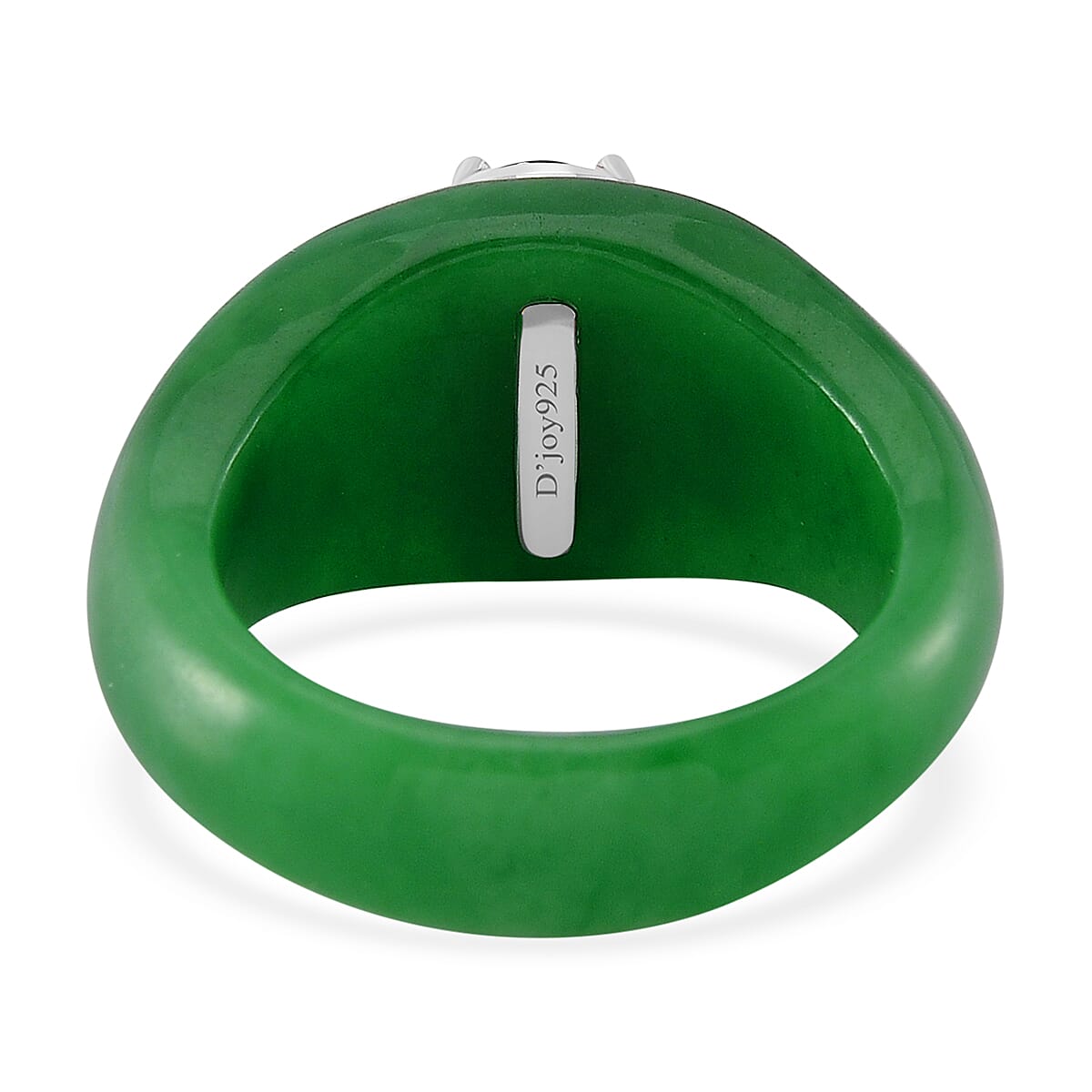 Natural Chrome Diopside, Green Jade &amp; White Zircon Ring in Rhodium Overlay Sterling Silver 24.95 Ct. 8062366 4