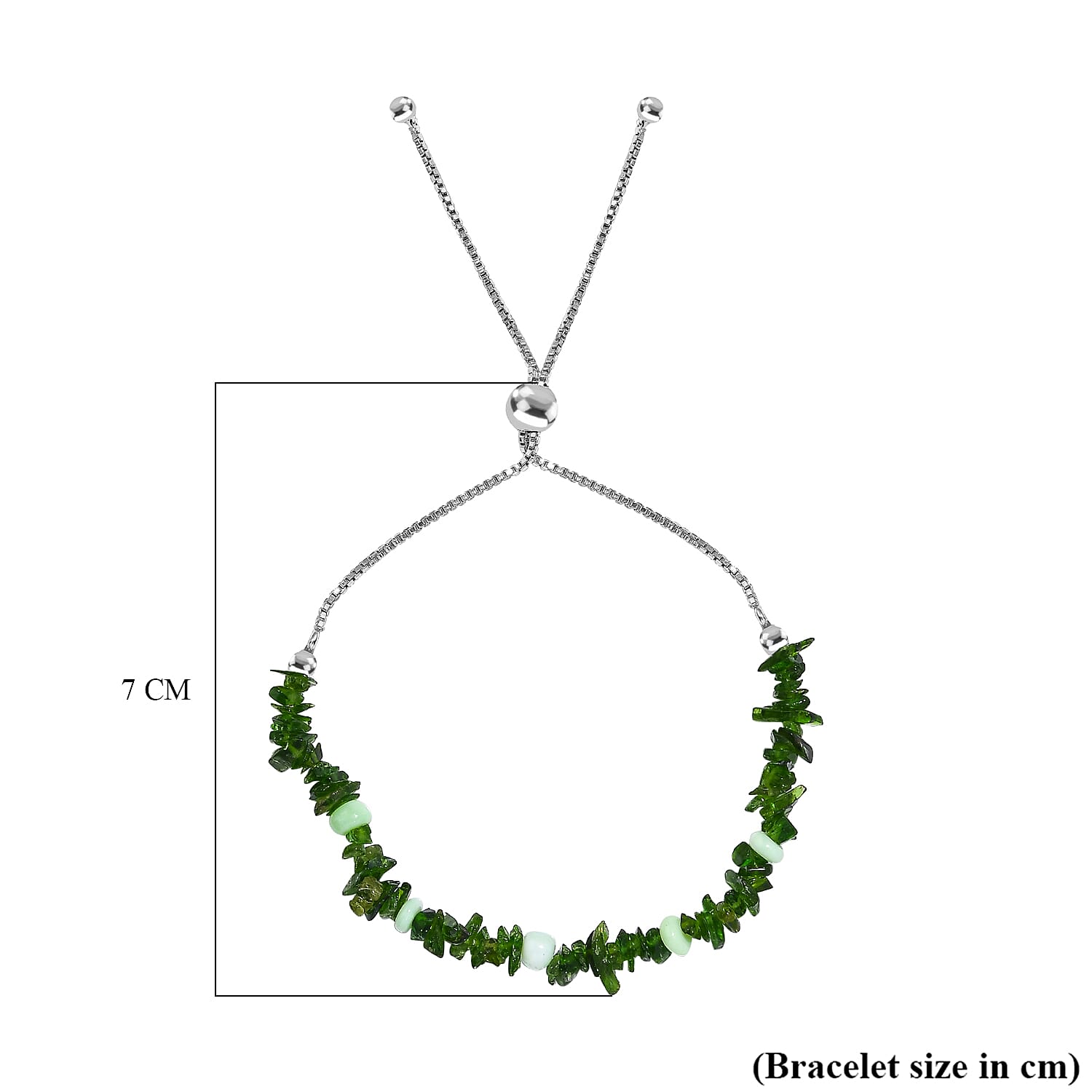 Natural Chrome Diopside, Green Opal Adjustable Bracelet (Size - 6.5 - 9.) in Rhodium Overlay Sterling Silver 15.0 Ct 7956912 3