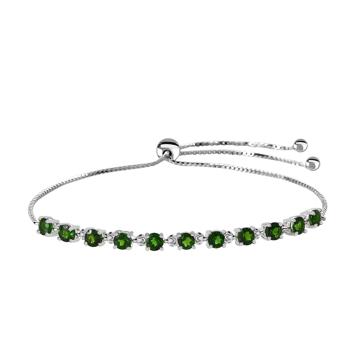 Natural Chrome Diopside Adjustable Linking Bracelet (Size - 9.5) in Sterling Silver 2.08 Ct. 7227934 0