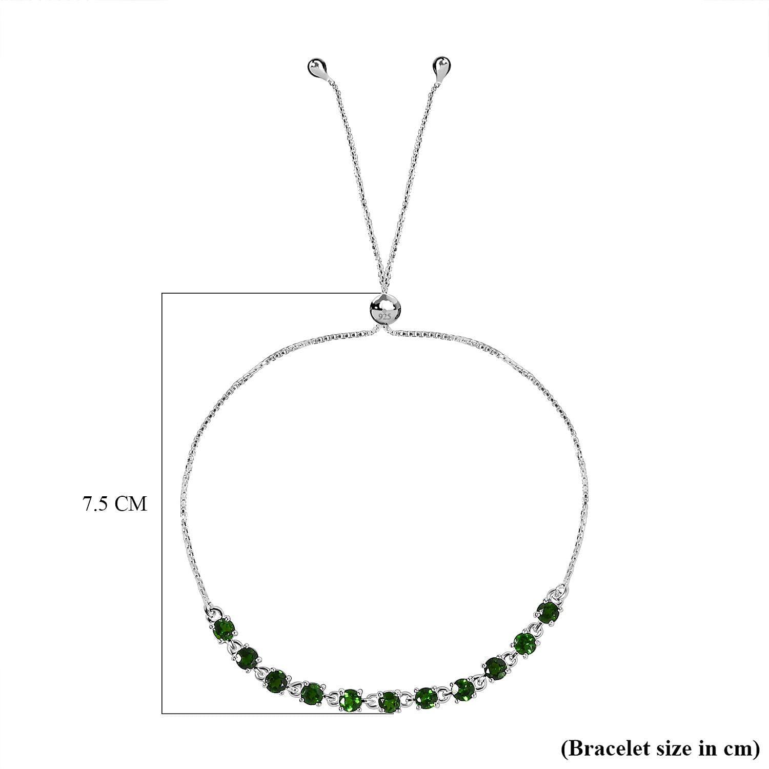 Natural Chrome Diopside Adjustable Linking Bracelet (Size - 9.5) in Sterling Silver 2.08 Ct. 7227934 5