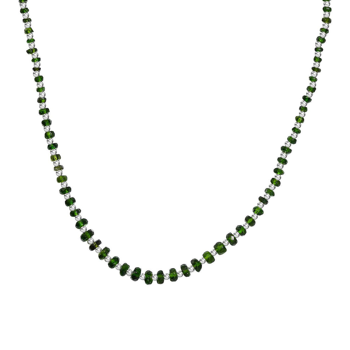 Natural Chrome Diopside Necklace (Size - 18 + extender) in Rhodium Overlay Sterling Silver 23.83 ct. 7954970 0