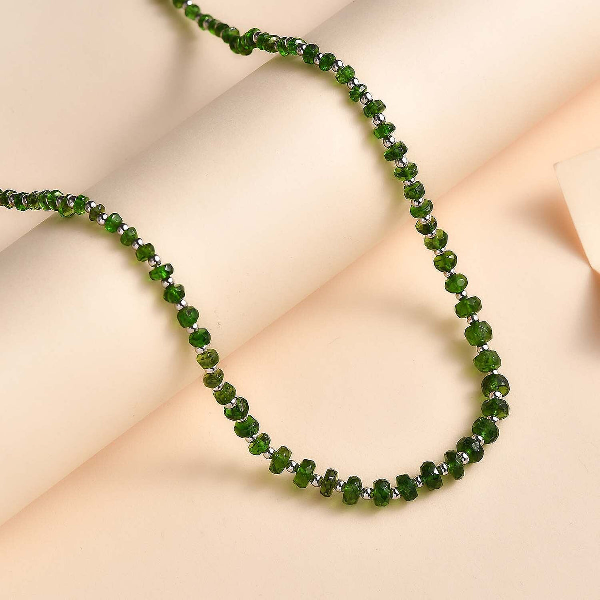 Natural Chrome Diopside Necklace (Size - 18 + extender) in Rhodium Overlay Sterling Silver 23.83 ct. 7954970 1
