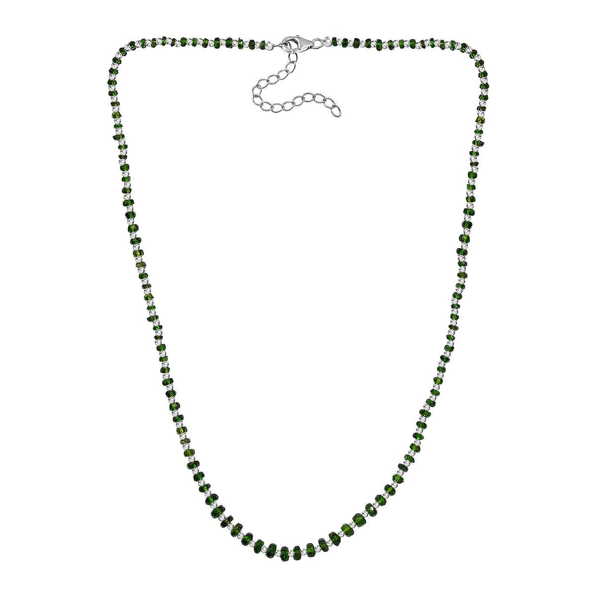 Natural Chrome Diopside Necklace (Size - 18 + extender) in Rhodium Overlay Sterling Silver 23.83 ct. 7954970 3