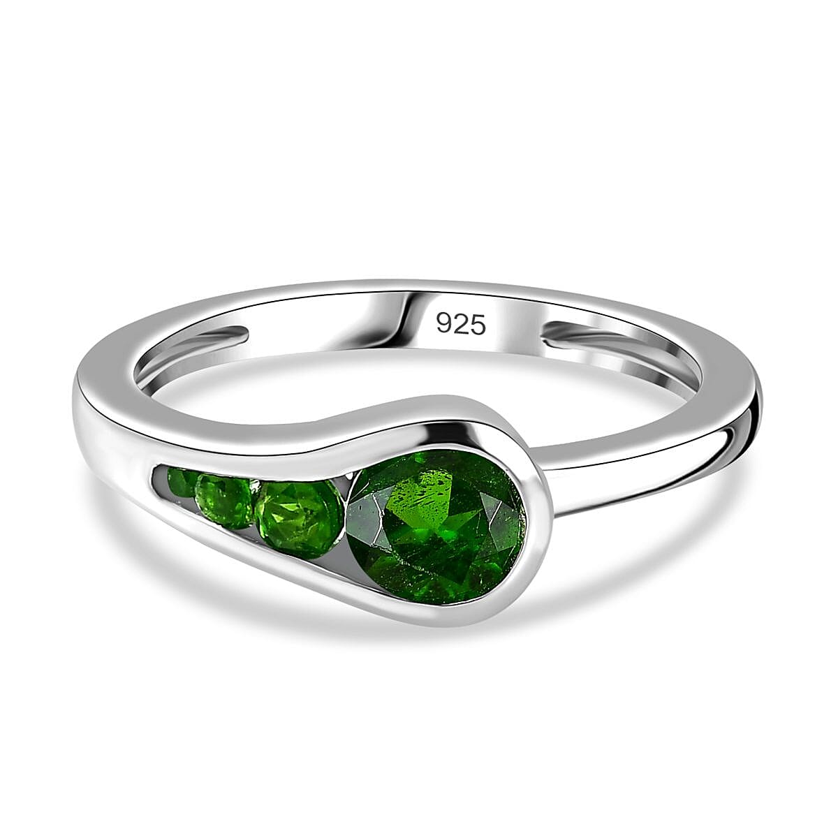 Natural Chrome Diopside Saddle Ring in Platinum Overlay Sterling Silver 7777412 0