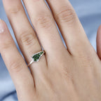 Natural Chrome Diopside Saddle Ring in Platinum Overlay Sterling Silver