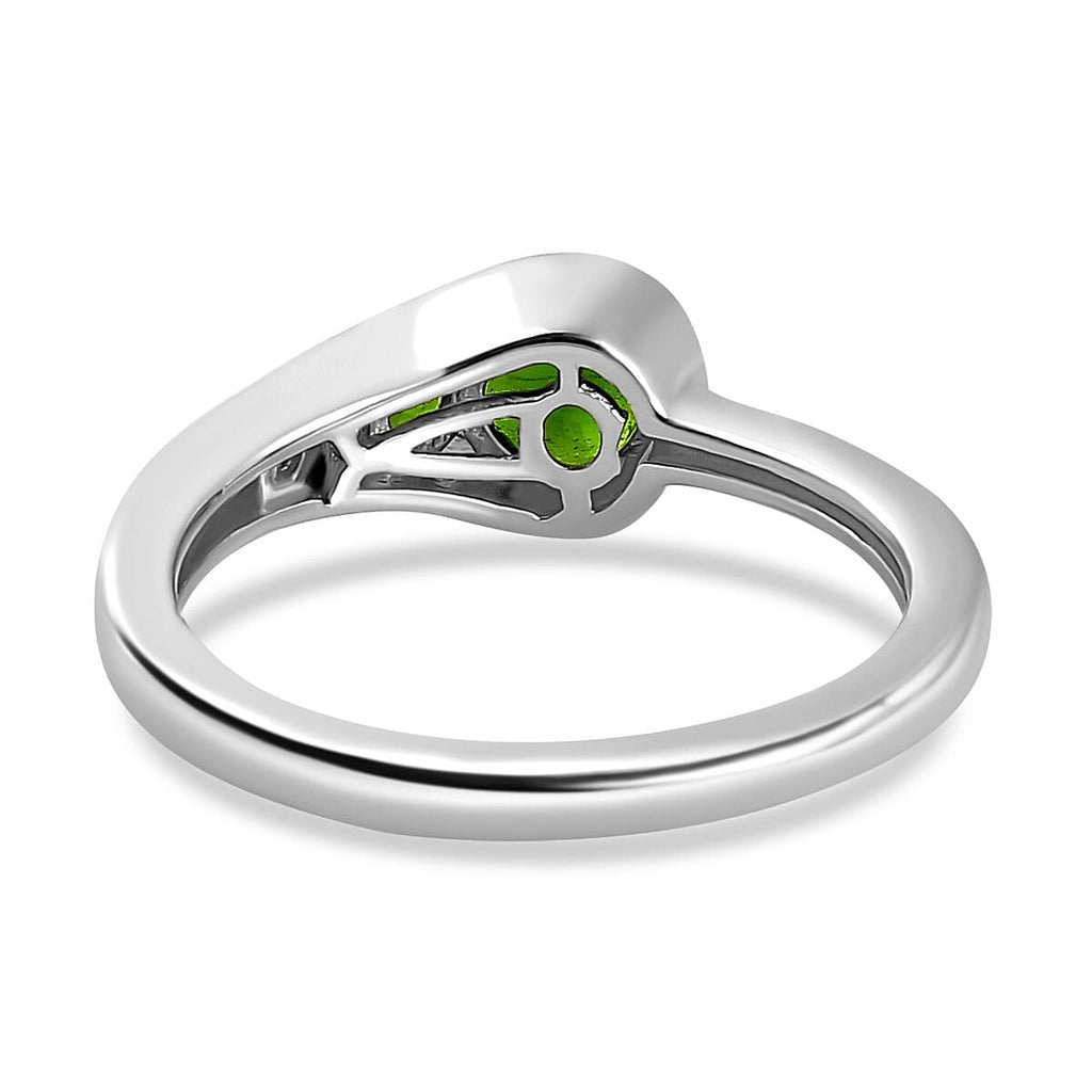 Natural Chrome Diopside Saddle Ring in Platinum Overlay Sterling Silver