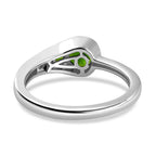 Natural Chrome Diopside Saddle Ring in Platinum Overlay Sterling Silver