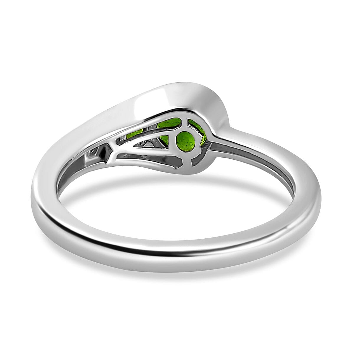 Natural Chrome Diopside Saddle Ring in Platinum Overlay Sterling Silver 7777412 5