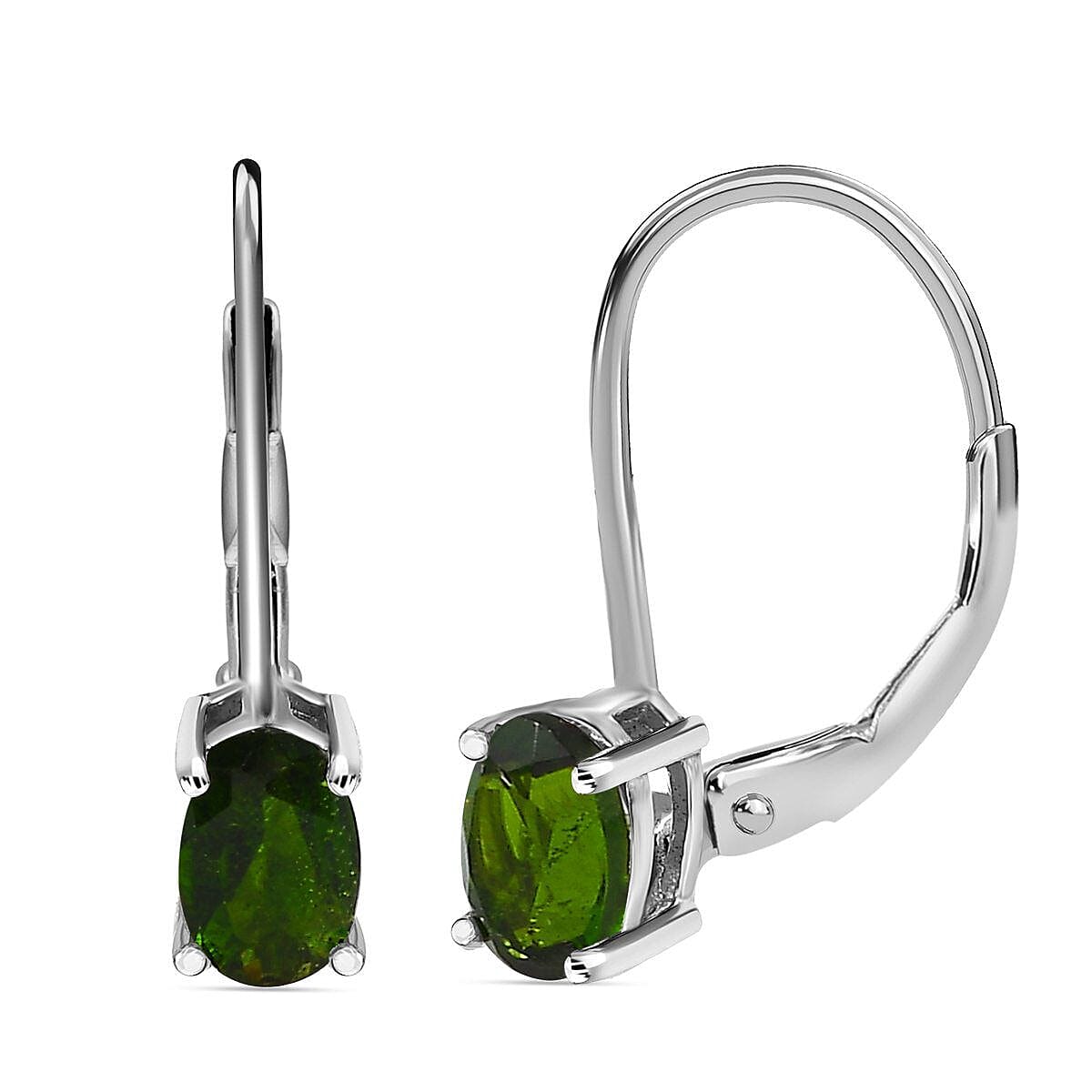 Natural Chrome Diopside Solitaire Earrings in Platinum Overlay Sterling Silver 1.03 Ct. 7457855 0