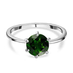 Natural Chrome Diopside Solitaire Ring in Platinum Overlay Sterling Silver 1.42 Ct.