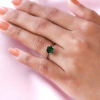 Natural Chrome Diopside Solitaire Ring in Platinum Overlay Sterling Silver 1.42 Ct.