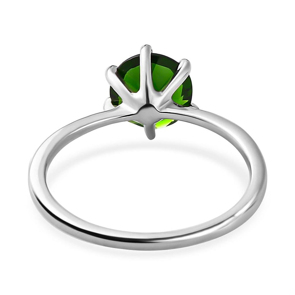 Natural Chrome Diopside Solitaire Ring in Platinum Overlay Sterling Silver 1.42 Ct.