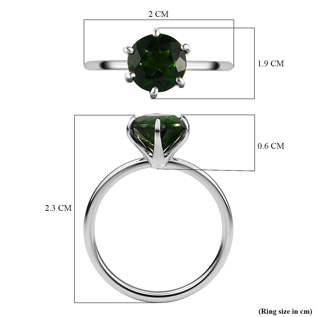 Natural Chrome Diopside Solitaire Ring in Platinum Overlay Sterling Silver 1.42 Ct. 7172736 6