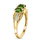 D'Joy Natural Chrome Diopside Trilogy Ring in 18K Vermeil Yellow Gold Plated Sterling Silver