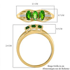 D'Joy Natural Chrome Diopside Trilogy Ring in 18K Vermeil Yellow Gold Plated Sterling Silver