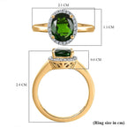 Natural Chrome Diopside & Diamond Ring in 18K Vermeil Yellow Gold Plated Sterling Silver 2.03 Ct