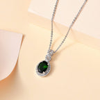 Natural Chrome Diopside,  White Zircon Pendant with Chain (Size 20) in rhodium Sterling Silver 0.44 ct  1.840  Ct.