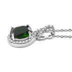 Natural Chrome Diopside,  White Zircon Pendant with Chain (Size 20) in rhodium Sterling Silver 0.44 ct  1.840  Ct.
