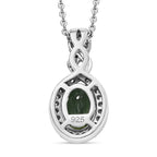 Natural Chrome Diopside,  White Zircon Pendant with Chain (Size 20) in rhodium Sterling Silver 0.44 ct  1.840  Ct.