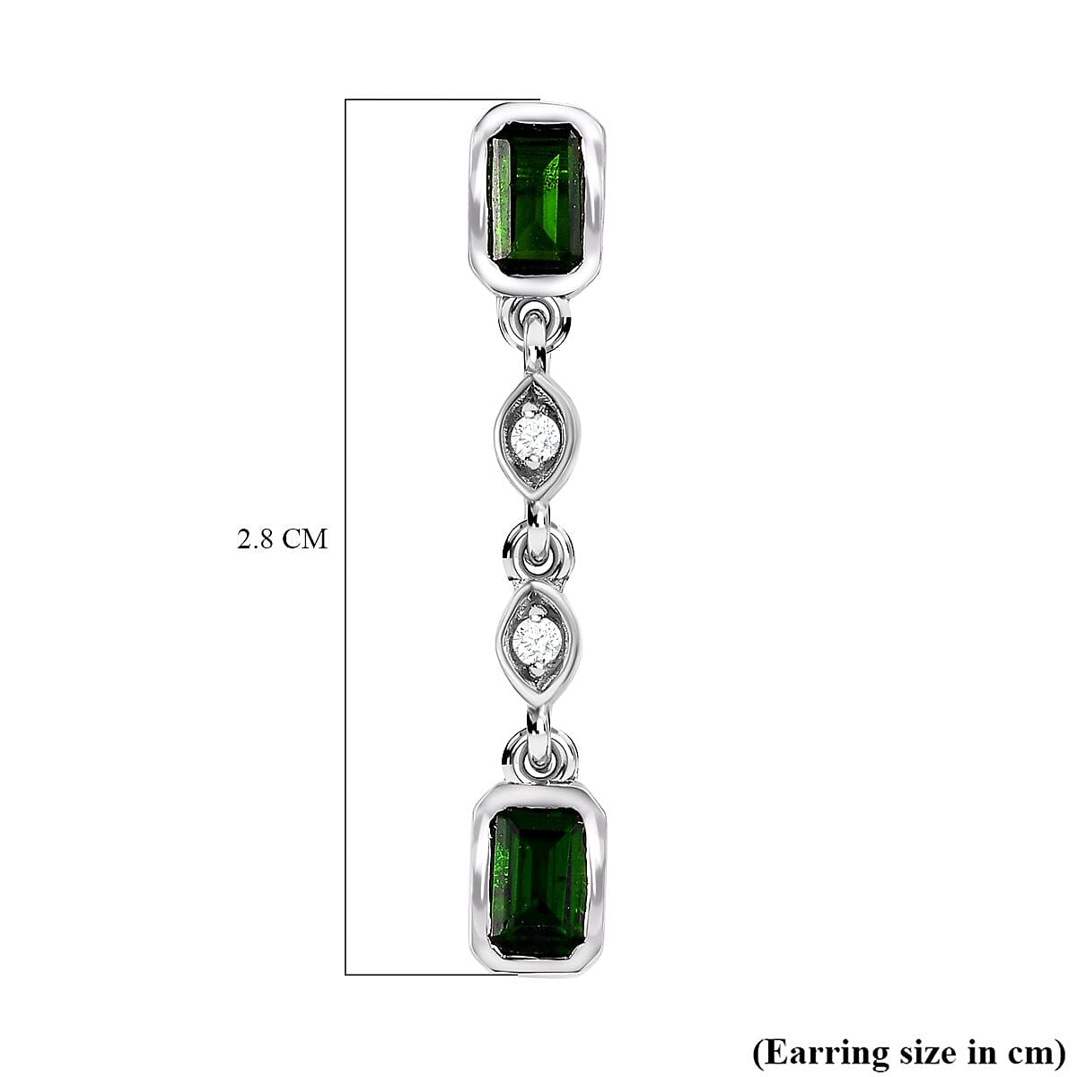 D'Joy Natural Chrome Diopside &amp; Natural Cambodian Zircon Dangling Push Back Earrings in Platinum Overlay Sterling Silver 1.24 Ct. 7236222 5