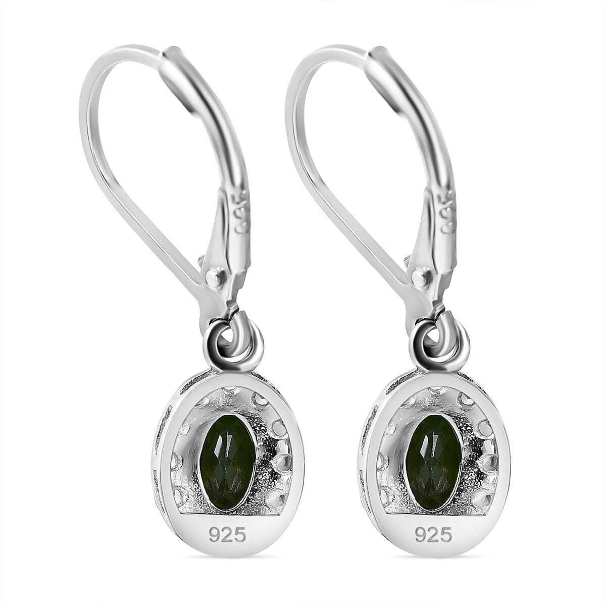 Chrome Diopside &amp; Natural Zircon Earrings With Lever Back in Rhodium Overlay Sterling Silver 1.65 Ct. 8898929 3