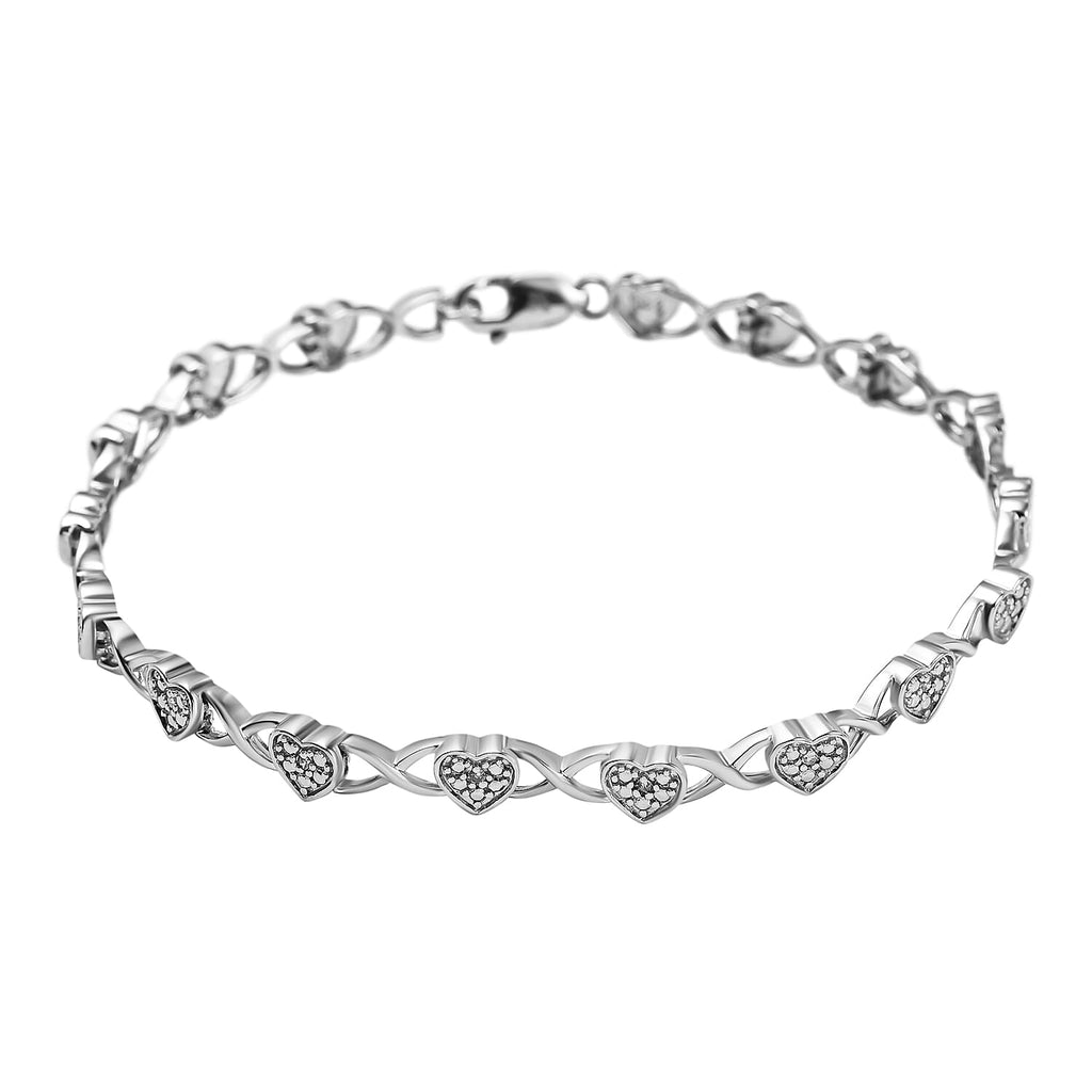NY Close Out- Natural Diamond Bracelet (Size - 7.25) in Sterling Silver, Silver Wt. 5.70 Gms
