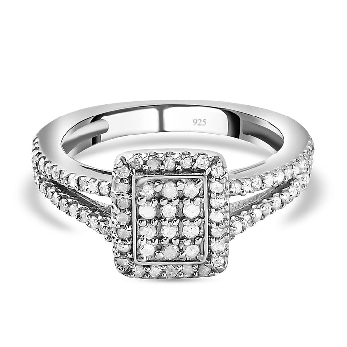 Natural Diamond Ring in Platinum Overlay Sterling Silver 0.50 Ct. 3467468 1