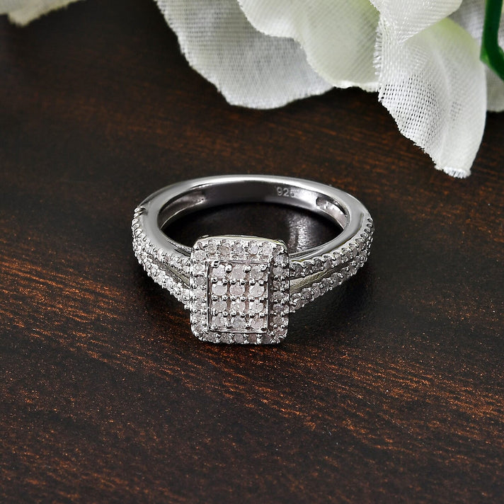 Natural Diamond Ring in Platinum Overlay Sterling Silver 0.50 Ct. 3467468 2