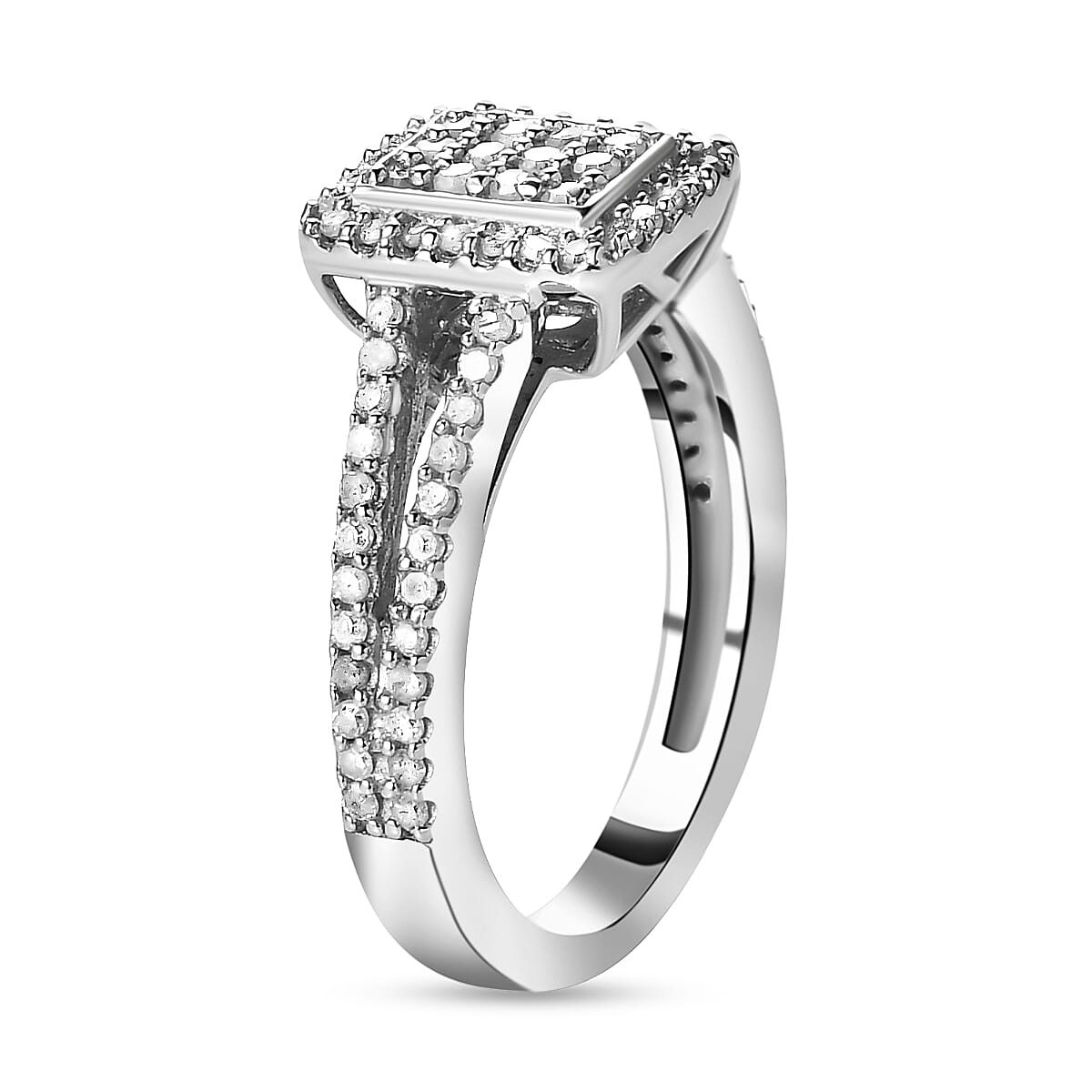 Natural Diamond Ring in Platinum Overlay Sterling Silver 0.50 Ct. 3467468 4