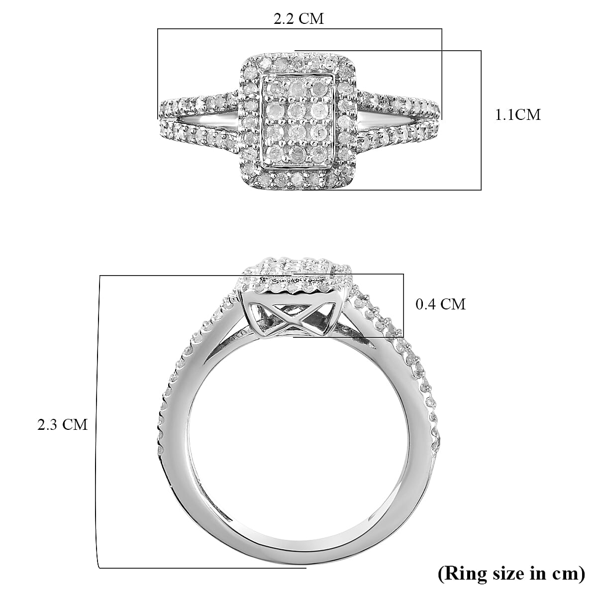 Natural Diamond Ring in Platinum Overlay Sterling Silver 0.50 Ct. 3467468 6