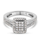 Natural Diamond Ring in Platinum Overlay Sterling Silver 0.50 Ct.
