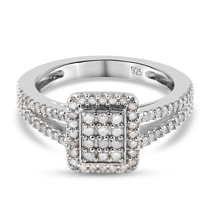 Natural Diamond Geometric Cluster Ring in Platinum Overlay Sterling Silver 0.50 Ct. 3819312 1