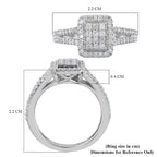 Natural Diamond Ring in Platinum Overlay Sterling Silver 0.50 Ct.