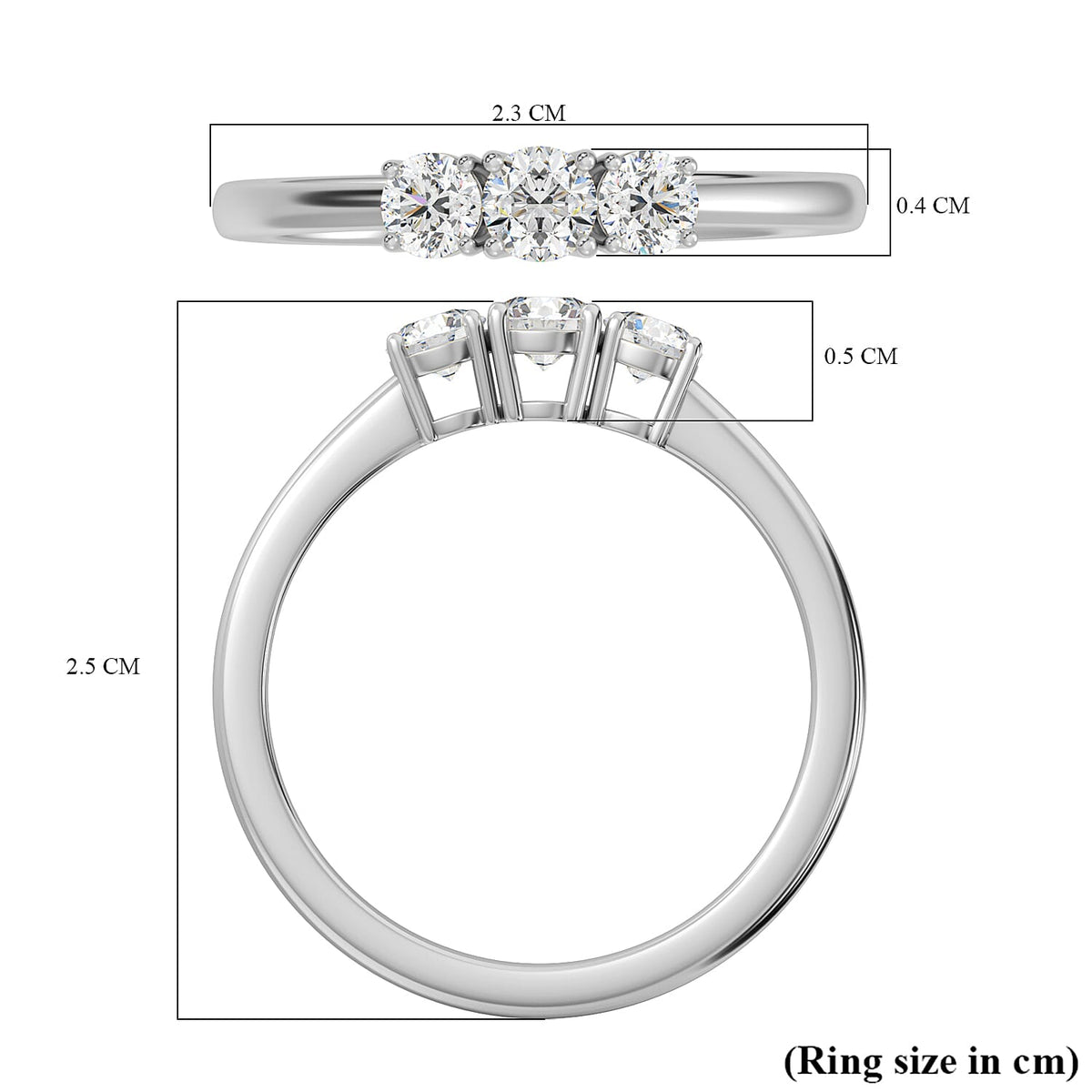 Natural Diamond Trilogy Ring in 950 Platinum, SGL Certified 7806407 5