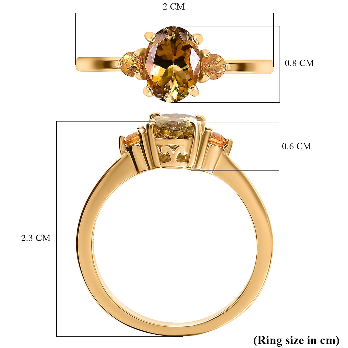 Natural Golden Tanzanite, Yellow Sapphire Ring in 18K Yellow Gold Vermeil Plated Sterling Silver 1.21 ct. 7863374 10