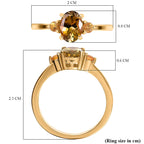 Natural Golden Tanzanite, Yellow Sapphire Ring in 18K Vermeil Yellow Gold Plated Sterling Silver 1.21 Ct.
